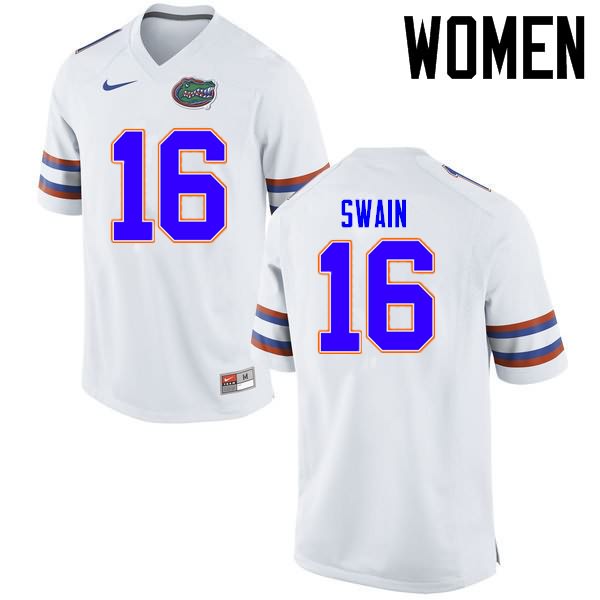 NCAA Florida Gators Freddie Swain Women's #16 Nike White Stitched Authentic College Football Jersey DVT1664IW
